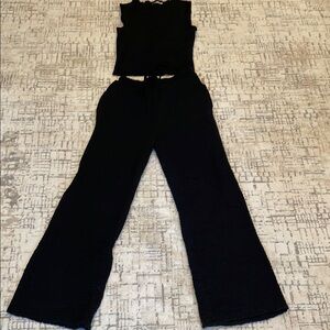 Black Tank & Pants Set High waist & Wide Leg